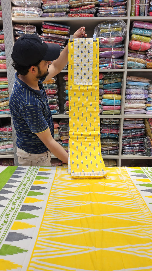 Super cool Yellow Cotton printed suit