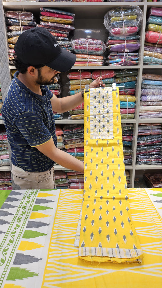 Super cool Yellow Cotton printed suit